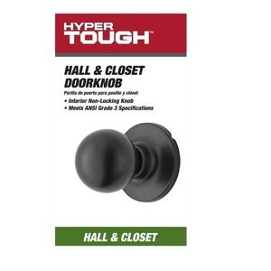 Hyper Tough Interior Non-Locking Ball Passage Hall & Closet Doorknob Matte Black